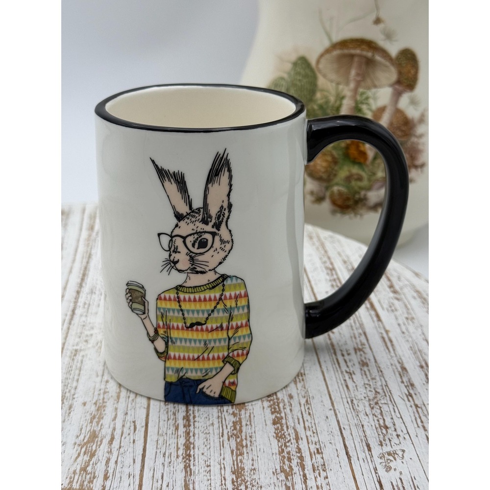 Hipster Bunny Rabbit Hare Animal Coffee Mug 17.5 oz by Signature Housewares NWOB